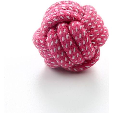 Lot de 3 jouets pour chiens et chats Zhuangshi en corde de coton tressée, avec boule, ours en peluche et jouet de dentition résistant (rose). (1/5)