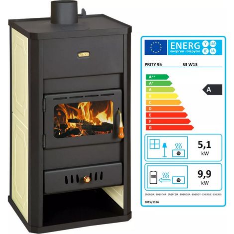 Estufa de combustible sólido con caldera - 18 kw - Prity S3 W13 (1/4)