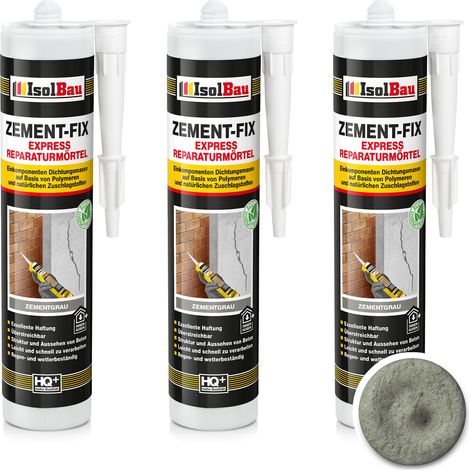 Mortier de réparation et d'étanchéité gris ciment IsolBau Zement-Fix, 3 x 300 ml (1/5)