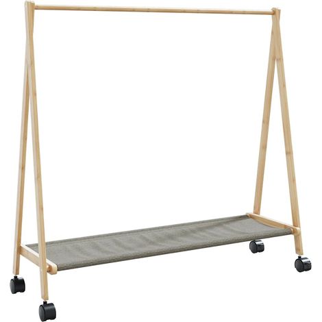 Kleiderständer mit Ablagen und Rollen 106x34x106,5 cm Bambus
