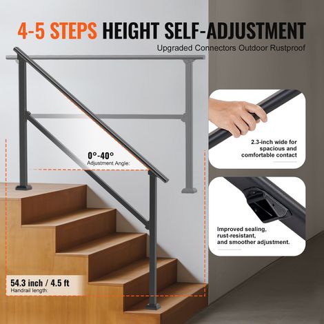 Rampe d'Escalier pour 4-5 Marches Extérieures Main Courante (1/5)