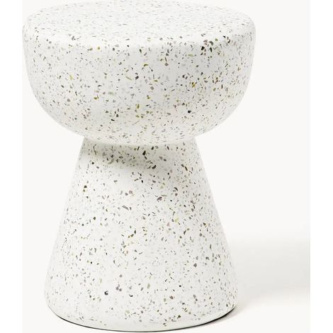 [NEUWERTIG] B-Ware Kave Home Beistelltisch Couchtisch Terrazzo Weiß ø40cm Wohnzimmer Tisch
