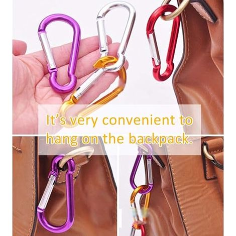 D-Anneau Mousqueton Boucle Multifonctionnel De Plein Air Des Sports Clip Carabiner Aluminium - 10 pièces - Noir (1/5)