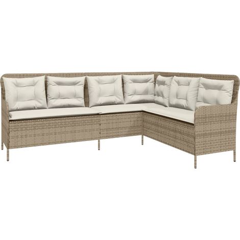 Maison Exclusive - Gartensofa in L-Form mit Kissen Beige Poly Rat
