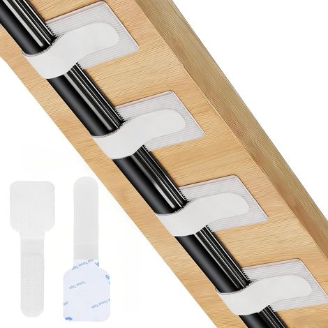 Lot de 50 Attache Cable Adhesif, Gestion des Câbles Sous Le Bureau, Réutilisables Câble Management pour Bureau/Maison (Blanc) (1/5)
