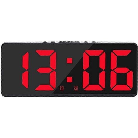 Réveil électronique numérique pour chambre avec affichage LED, mode nuit, horloge/montre décorative de bureau - Cadeau original avec lumière rouge (1/5)