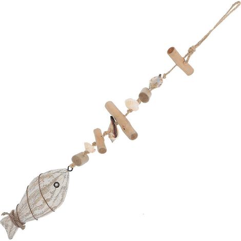 Décoration murale marine en bois grand poisson suspendu idéale pour chambre ou maison de style bord de mer (1/5)