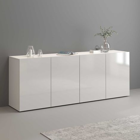 Buffet/bahut moderne 4 portes blanc brillant Keops (1/5)