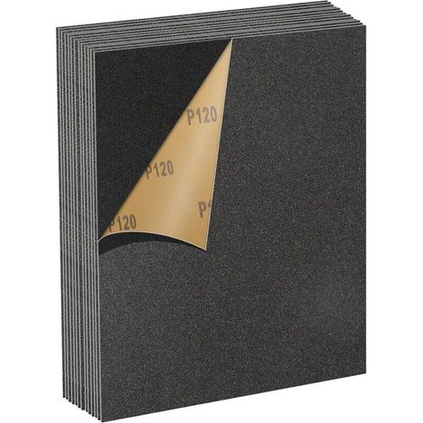 12-teiliges Schleifpapier-Set (23 x 28 cm), Körnung 120, wasserfest, für Autos, Metalle, Wände, Holz, Möbel, Nass- und Trockenpolieren (1/5)