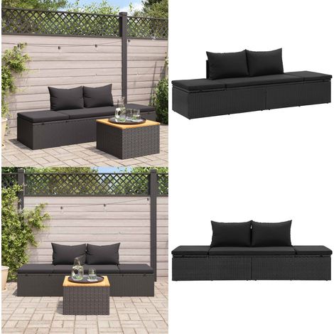 Sonnenliege mit Auflage Poly Rattan Schwarz - Sonnenliege - Gartenliege - Loungebett - Poolliege - Outdoor Möbel - Home & Living (1/5)