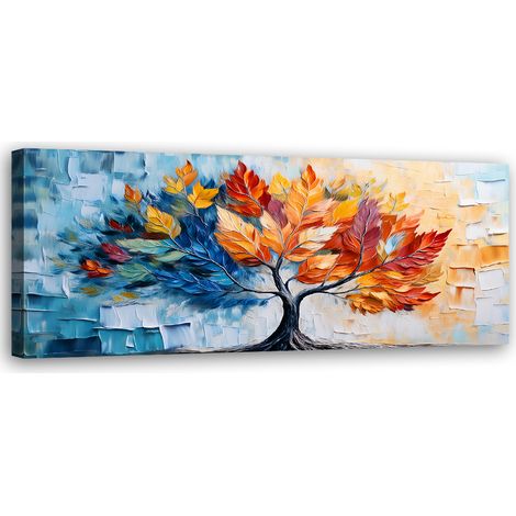 Tableau déco Arbre d'amour Feuilles Plantes colorées 90x30 (1/5)