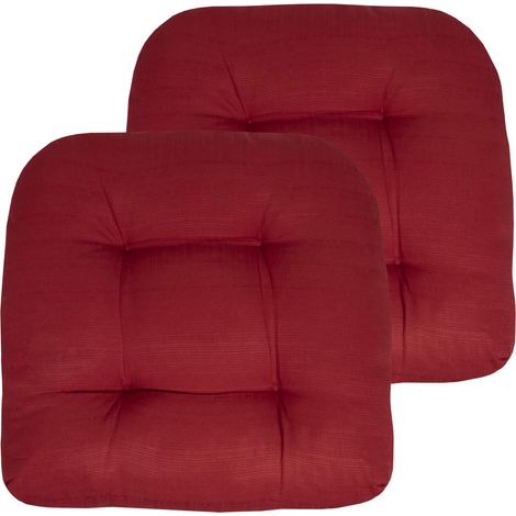 Lot de 2 Coussins de Chaise de terrasse Confortables en Fibre épaisse touffetée 48,3 x 48,3 cm, Rouge (1/4)