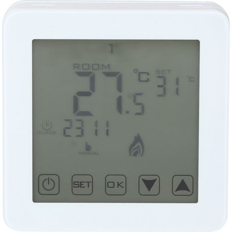 Wandmontierter programmierbarer digitaler Thermostat mit LCD-Bildschirm zur Raumtemperaturregelung für elektrische Heizungen (1/5)