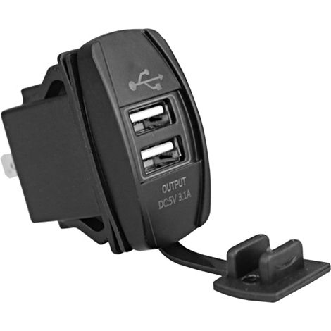 Chargeur double USB, 12-24V 3,1A, adapté aux voitures, aux bateaux et aux motos, avec voyant vert. (1/5)