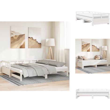 Tagesbett Ausziehbar mit Matratzen 90x200 cm Massivholz Kiefer - Ausziehbares Tagesbett - Ausziehbare Tagesbetten - Tagesbett Ausziehbar - Tagesbetten Ausziehbar (1/5)