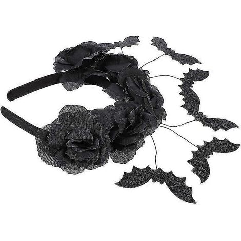 Diadema de araña con flores de rosa para fiestas de Halloween y festivales. Accesorio para el cabello. (1/3)