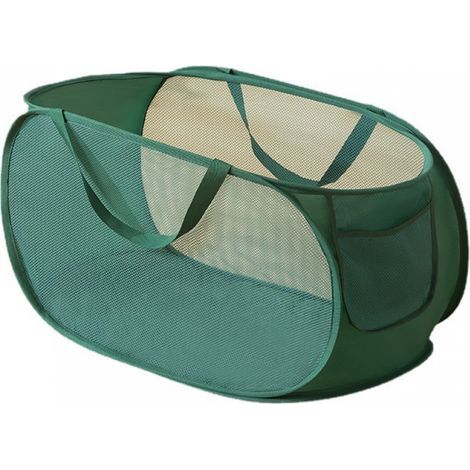 Green Foldable Dirty Laundry Basket Large Pop Up Mesh Laundry Hamper Laundry Bin with Handle and Side Pocket Mesh Dirty Laundry Bag for Clothes,Toys (1/5)