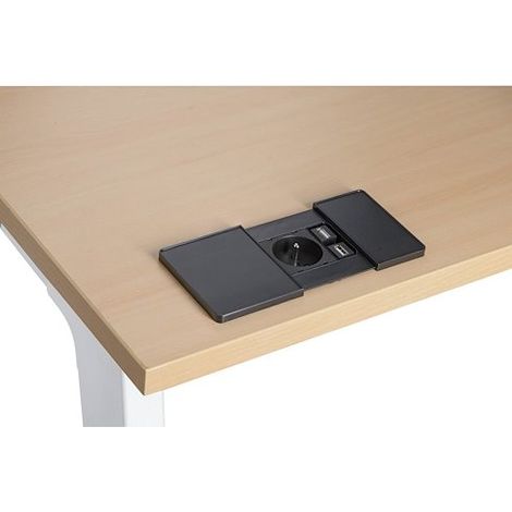 Prise encastrable - 1 prise secteur + 2 ports USB - noir - Maxiburo (1/4)