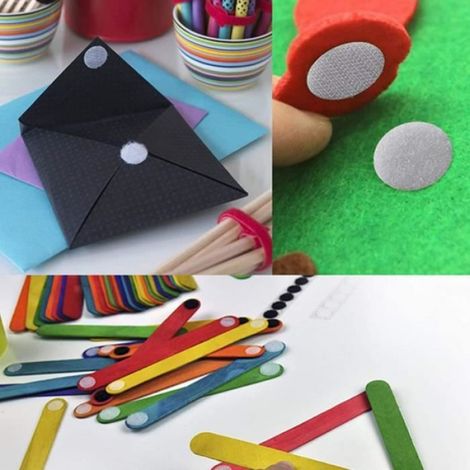 500 Paires Scratch Autocollant Rond, 15mm avec Crochet et Boucle Auto-Adhésifs pour Bricolage et Travaux (Blanc) (1/4)