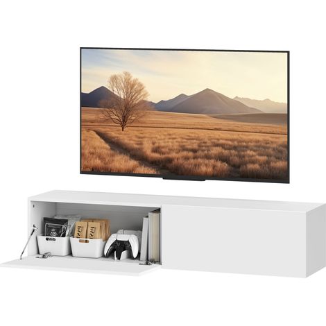 HOMCOM Mobile TV Sospeso per Televisori da 45"-55"-65" con 2 Armadietti Bianco (1/5)