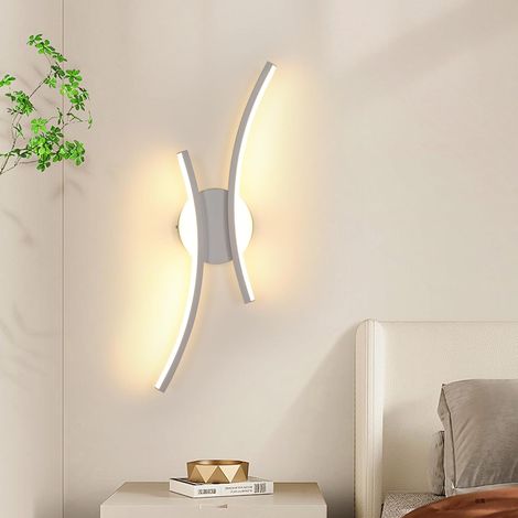 COMELY Applique Murale Intérieure, 20W Appliques LED Design Incurvée, 3000K Blanc Chaud, Moderne Lampe Murale en Acryliquel pour Chambre Maison Couloir Salon Escalier, Blanc [Classe énergétique E] (1/5)