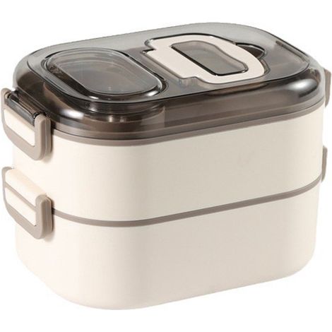 Portapranzo a prova di perdite per adulti e bambini - Bento box - Adatto al microonde e alla lavastoviglie - 1110 ml - Grigio (19x13x13 cm) (1/4)