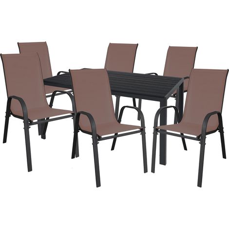 Gartengarnitur 7-teilig 180x90cm Anthrazit/Schwarz Non-Wood-MMC372233+6xMMC330884 (1/3)