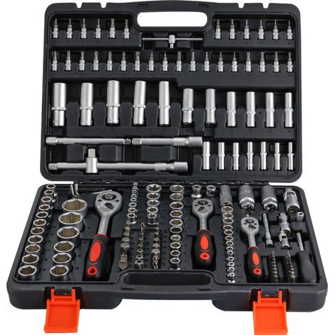 Coffret d'outils complet avec douilles 1/4", 3/8" et 1/2" et accessoires - Outils mécaniques de notre gamme Ultimate avec clé à cliquet - 172 pièces (1/5)