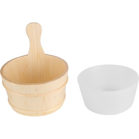 Badezimmer-Eimer- und Schöpfkellenset aus Naturholz für Sauna, Spa und Bad (1/5)