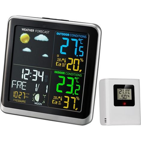 Station Météo avec Ecran LCD Argent et Noir