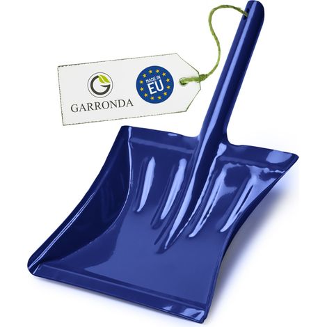 Pelle à poussière métallique en acier, manche court 39 × 23 cm – maison atelier garage – Garronda GD-0167 (Bleu)