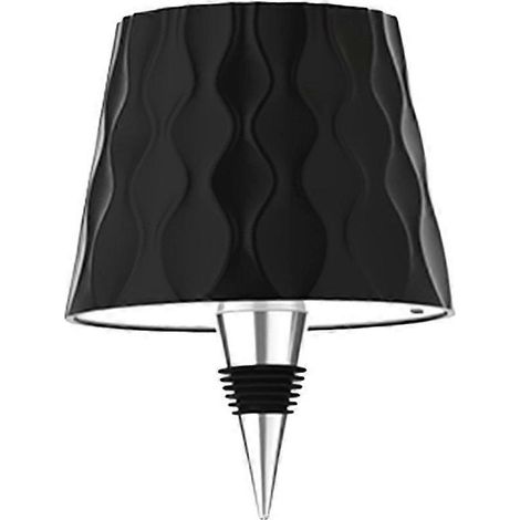Wiederaufladbare LED-Tischleuchte über USB, in Form einer Weinflasche, mit Touch-Steuerung, 3 Farben und variabler Intensität, Welleneffekt, schwarz. (1/5)