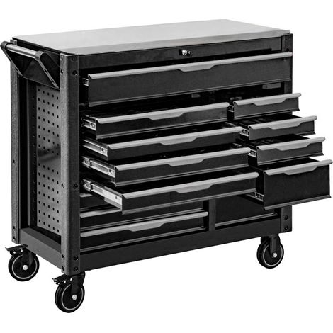 Carro de taller grande de 13 cajones con bandeja de acero inoxidable, Edición XXL (1/5)