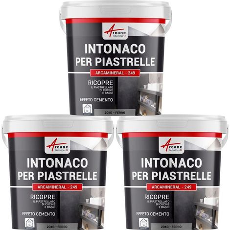 Intonaco per piastrelle del bagno e cucina, su pavimento e pareti - ARCAMINERAL - 3x 20 kg Ferro - ARCANE INDUSTRIES