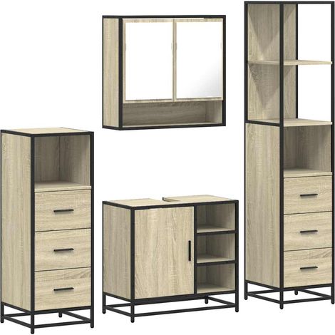 vidaXL Set Mobili da Bagno 4 pz Rovere Sonoma in Legno Multistrato (1/5)
