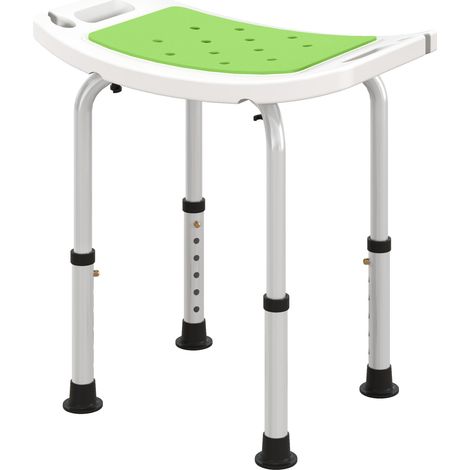 HOMCOM Sgabello Doccia in Alluminio e Plastica Antiscivolo, 6 Altezze Verde