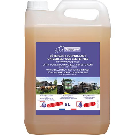 Nettoyant détergent surpuissant 5L – Formule concentrée pour équipements agricoles – Élimine graisses et huiles – Compatible contact alimentaire – Septicare (1/4)