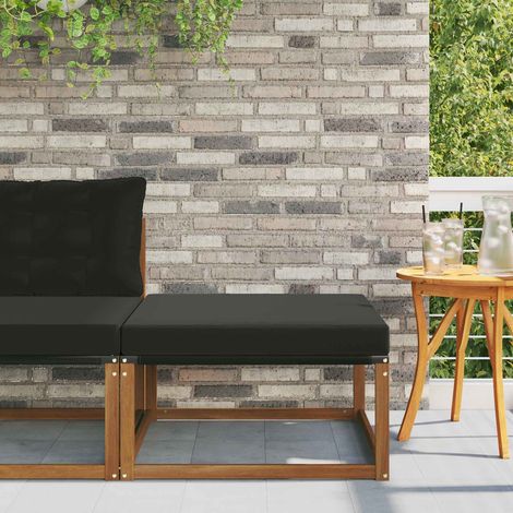 vidaXL Outdoor Footstool Solid Acacia Wood and Textilene Natural