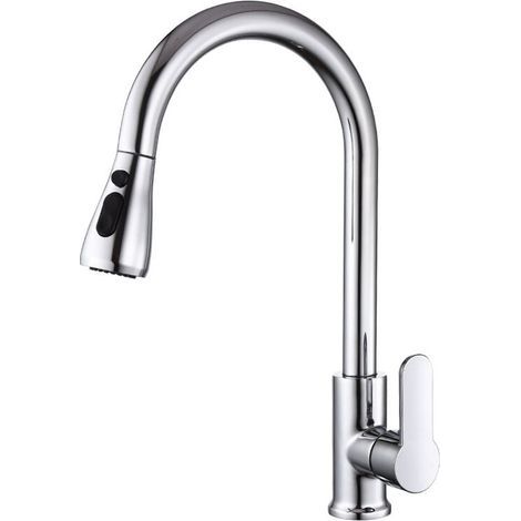 Grifo de cocina giratorio de 360° con rociador extraíble, grifo de fregadero con control de 3 chorros. (1/4)