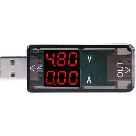 Multimetro USB LCD a colori Voltmetro Amperometro Multimetro di corrente Caricabatterie Tester USB (Nero) (1/5)