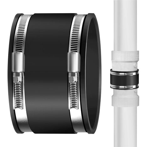 100 mm Manchon Caoutchouc Tuyau, Raccord Flexible en Caoutchouc avec deux colliers en acier inoxydable, Manchon en caoutchouc flexible, pour ventilateur tubulaire, filtre à charbon (1/5)