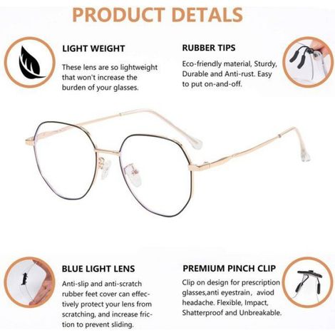 Lunettes de protection pour ordinateur, polycarbonate, 14 x 4,7 x 15 cm, dorées (1/5)