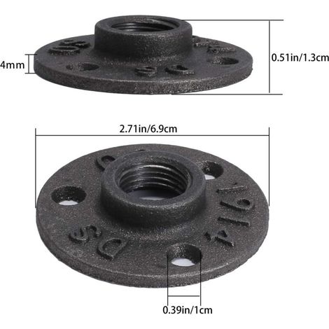 10 pcs Bride 3/4'' BSP Bride Filetée Bride de Tuyau 3 Trous avec Vis Brides de Connexion en Fonte Malléable pour Tuyau Robinet Étagère Murale Plancher DIY Artisanat Décoration (1/4)