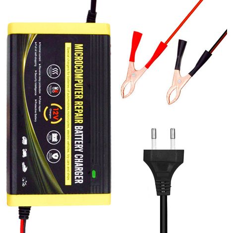Caricabatterie per auto, caricabatterie intelligente da 12 V 6 A per motociclette, auto, SUV, batterie a secco, batterie al piombo e a liquido, spina UE