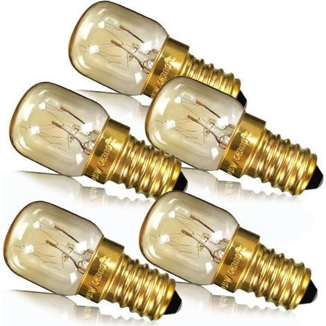 Lot de 5 Ampoule De Four 15W Petite Vis Edison E14 Base En Laiton Lampe De Sel Ampoule Lampe Pygmée (1/4)