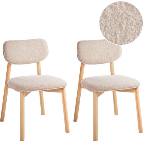 Esszimmerstuhl 2er Set MILLS Bouclé Hellbeige