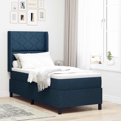 vidaXL Lit à ressorts avec coussin Bleu 200 x 80 cm tissu (1/5)