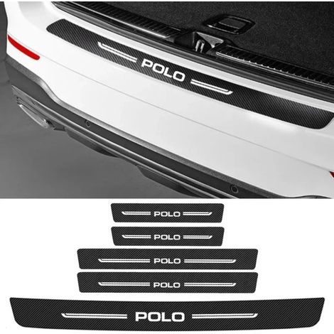 (5 pièces pour POLO) Autocollants de seuil de porte avant et arrière pour voiture,logo POLO,protection de seuil de porte,accessoires (1/3)