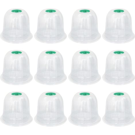 12 - Cloche De Potager - Cloche À Salade - Protection Semis Et Gelée - PVC Transparent Réutilisable Avec Évent Réglable - Jardin Terrasse Serre - Transparent - 20x20cm (1/4)