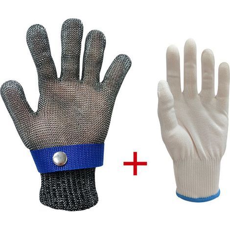 Gant de protection anti-coupure en acier inoxydable avec sous-gant, réutilisable, sécurité cuisine – taille M (1/5)